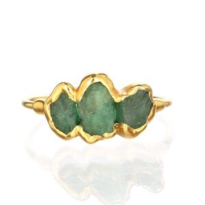Ringcrush triple raw emerald green ring